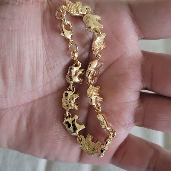 Neiman Marcus 18K Gold Plated Elephant Bracelet - Picture 1 of 4